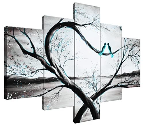 Estika Leinwand bilder - Im Mondlicht Türkis - 100x70 cm, 5 teilige kunstdruck - Wandbilder wohnzimmer, schlafzimmer, Moderne wanddeko, Bild auf leinwand - Natur bilder - 4194A_5A