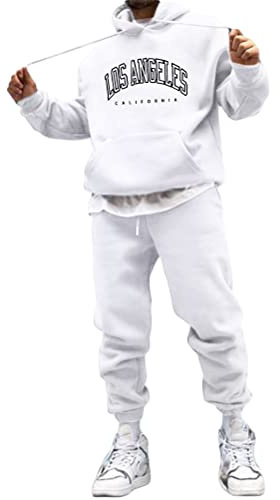 Minetom Sportbekleidung Trainingsanzug Herren Los Angeles Druck Hoodie Mit Kapuze Langarm Mit Taschen Hausanzug 2-Teilig Herbst Winter Kapuzenjacke Jogginghose Jogginganzug Set