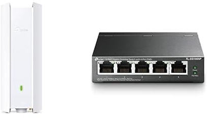 TP-Link EAP610-Outdoor AX1800 Gigabit Dualband WiFi 6 WLAN Access Point mit TL-SG1005P 5-Port Gigabit PoE Switch