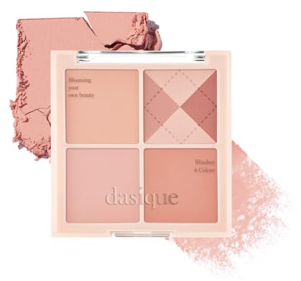 Dasique Mood Cheek 04 Beige Knit Blush Poudre Naturel, Poudre Texture, Fard a Joue, Palette Blush – Maquillage Coréen K Beauty, poudre matifiante pour un teint uniforme