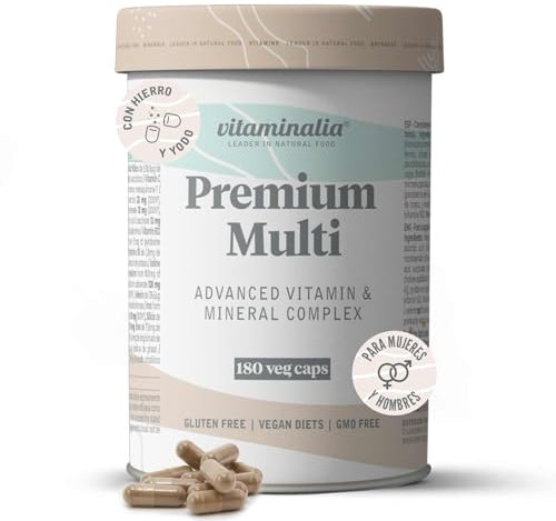 Multivitaminas y Minerales para Todos de Vitaminalia | 180 Cápsulas Vegetales - Todas las Vitaminas y Minerales - Con Hierro y Yodo | No-GMO, Vegano, Sin Gluten | Envase Eco-Friendly