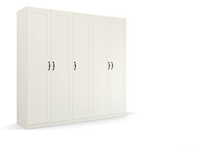 Rauch Möbel Quadra-Spin Cottage, Kleiderschrank, Farbe Weiß, Breite 226 cm | Schrank im Landhausstil, 5-türig, für Schlafzimmer, Kinderzimmer, Wohnzimmer, Garderobe, Flur