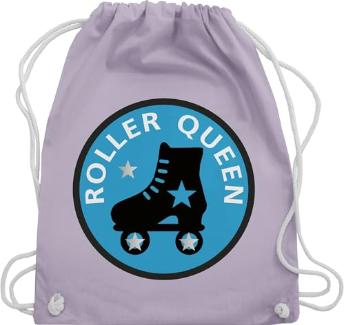 Turnbeutel Rucksack - Vintage Retro - Roller Queen Rollschuh - Unisize - Pastell Lila - kinderturnbeutel typisch frau wrotki beutel sport tasche kinder 25. geburtstag rolschue stoffbeutel frauen