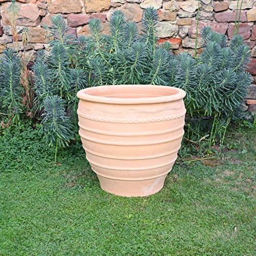 Palatina Werkstatt Großer Terracotta Pflanzkübel, Granatum 60cm - 100% Handarbeit, Blumentopf für den Innen- & Außenbereich – Mediterranes Flair für Zuhause