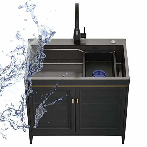 Spülschrank Küchenspüle Unterschrank Edelstahl Waschbecken Set Spüle Freistehende Spültisch Gastro 1 Becken Spültisch Gewerbliche Spülbecken Wirtschaftliche Senke mit Schrank für Außen Innen Küche ( C