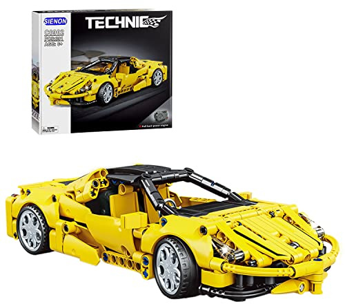 SIENON Technic Super Sportwagen Baukasten Pull Back Race Car Spielzeug, Rennsport-Sammelmodell-Supercar-Baukasten, Sport Fahrzeug Konstruktion Spielzeug für Kinder Mädchen Jungen Alter 6+ (391Pcs)