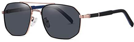 RICCIE Polarisierte HD Sonnenbrille Männer, modischer polygonaler Metallrahmen mit TAC Glas Gläser / UV400 Sonnenbrille,02