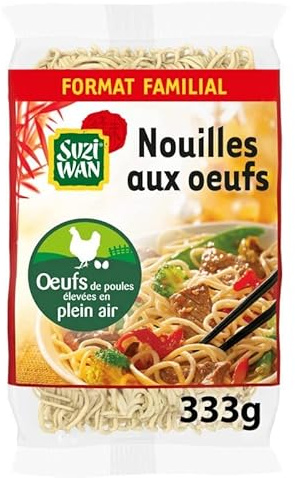 SUZI WAN - Nouilles Aux Oeufs 333G - Pâtes Asiatiques Fraîches pour une cuisine authentique et savoureuse. - Lot De 4 - Vendu Par Lot