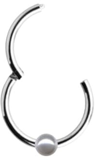 Piercing Clicker ECHT GOLD Nasenring Nasenpiercing Scharnier Gelenk Ring Nase Septum Ohr Goldpiercing Goldclicker (18K 750 Weißgold/Perle, 8 mm)