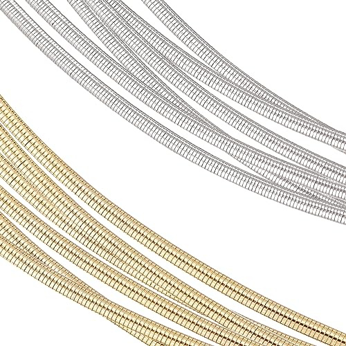 BENECREAT Filo Bobina Flessibile Tondo da 1 mm, Filo di Rame A Spirale Oro e Argento, Filo d'oro e d'Argento Francese, Filo Metallico per La Decorazione di Indumenti, Ricami e Creazione