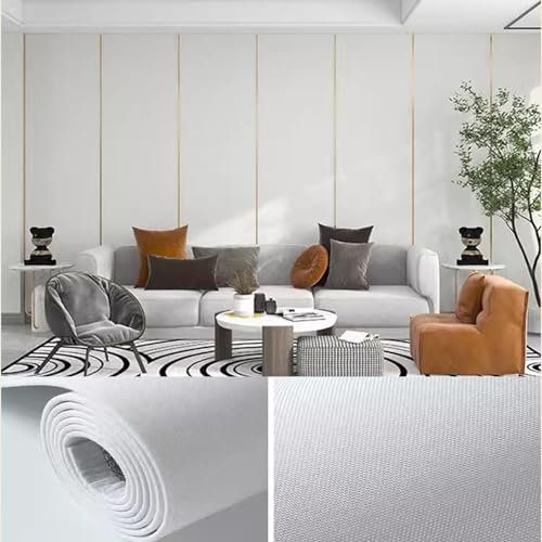 Panneaux Muraux Auto-adhésifs Peler Et Coller Papier Peint En Toile De Lin Isolation Thermique Isolation Phonique Décoration D'intérieur Pour Chambre, Salon, (Size:65x280cm/25x110in-2roll,Color:Blanc)