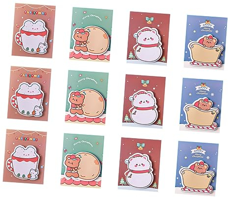 Amosfun Weihnachtsnotizen 12 Stück Stickerblock Mit Farbigen Aufklebern Papiermaterial Widerstandsfähig Weihnachtliches Design Für Geschenke Und Memo Posten