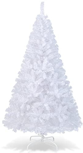 COSTWAY Künstlicher PVC-Weihnachtsbaum-W-Ständer, für den Innen- und Außenbereich, 1,8 m, Weiß