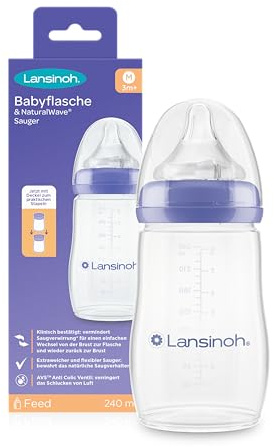 Lansinoh Babyflasche 240 ml & NaturalWave Sauger Gr.M, 1 pzas Botellas