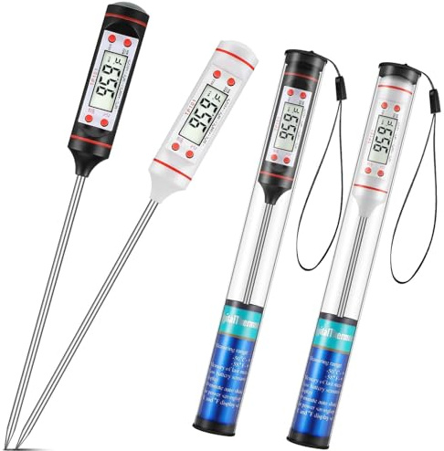 Kitchen Thermometer Coffee Thermometer Tea Thermometer Food Thermometer Waterproof Digital Immediate Read Meat Thermometer with Long Probe for Liquid, Candle, Food, Milk, Fry, Candy, Roast 2pcs