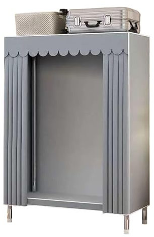 LAMEDOAT Kleiderschrank, Canvas-Kleiderschrank für Schlafzimmer, tragbarer Kleiderschrank mit Kleiderstange, Faltbarer Schrank für Kleidung, Taschen,Grau-80x45x168cm