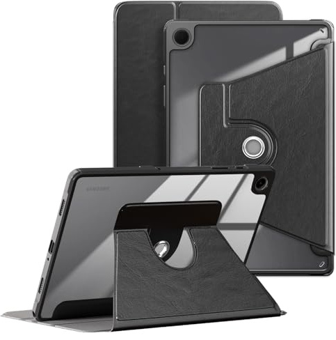 DINGGUAGUA Custodia Girevole per Samsung Galaxy Tab A8 10.5 Pollici SM-X200/X205 Tablet, Cover Protettiva Trasparente Rotazione 360° Funzione Supporto e Auto Sveglia/Sonno,Nero