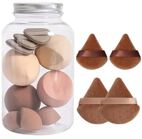 14 Pièces Set Kit Éponges De Maquillage Et Houpettes, Éponge Maquillage Fond De Teint, Mélangeur De Beauté Éponges De Fondation, Parfait Pour Les Crèmes Et Poudres Liquides, 7 Éponges+7 Œufs De Beauté