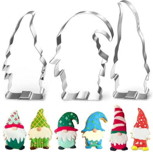 Ausstechformen Weihnachten Wichtel, 3 Stk Plätzchenausstecher Keksausstecher Ausstechform Lustig Set zum Backen, Groß Edelstahl Weihnachts Zwerg Weihnachtsmann Form Kinder Kekse Plätzchen Ausstecher