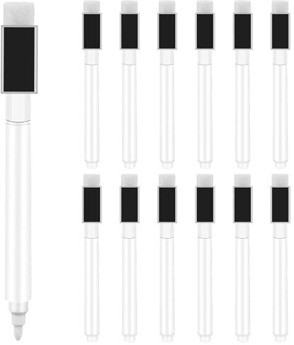 Qianyu 12 Stück Magnetisch Whiteboard Schwamm mit Stifte Trockenlösch Marker Trocken Abwischbare Marker Whiteboard Stifte mit Feiner Spitze Erase Markers Radiergummi für Zuhause Schule Büro