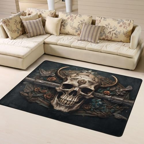 Alfombras de área para decoración de sala de estar, alfombras lavables de estilo de metal suave para dormitorio, sala de estar, 63 x 48 pulgadas