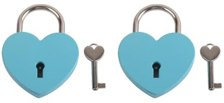 Cerradura en forma de corazón, 2 juegos de mini candado de corazón de aleación de zinc con llaves, pequeño candado antirrobo para equipaje, diario, libro, caja de joyería, color azul