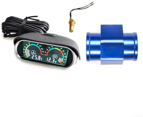 Medidor digital 2 en 1 de alto rendimiento con monitor de voltaje, temperatura del agua y niveles de combustible sin esfuerzo en coches, camiones, caravanas y otros vehículos