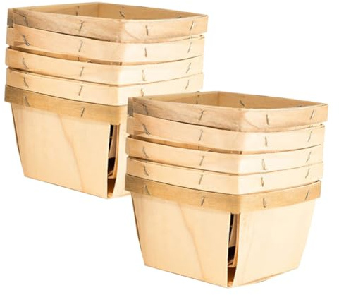 KOMBIUDA 10pièces Panier Fruits Et Légumes Bois Corbeille à Pain Pour Cuisine Ou Salon Panier De Rangement Simple Et Pratique
