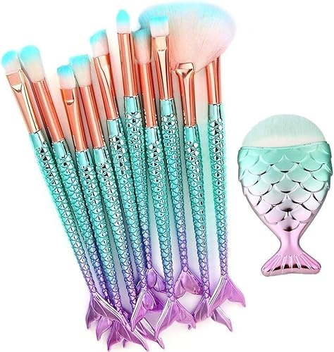11-teiliges Make-up-Pinsel-Set, Meerjungfrau-Make-up-Pinsel-Kits, professionelle Grundierung, Concealer, Kosmetik, Mischpinsel-Werkzeug