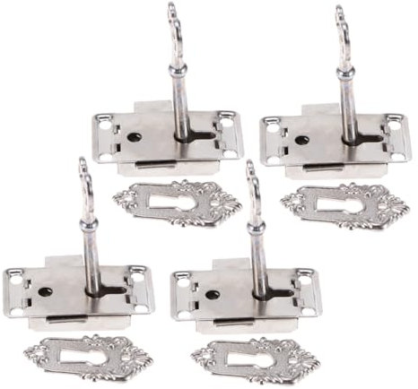 AUTSUPPL 4sets Retro Cupboard Locks Metal Jewelry Box Locks Wooden Furniture Latch Easy to Use Vintage Style