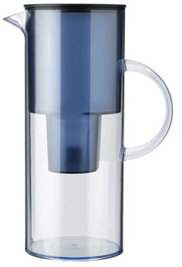 Stelton Wasserfilter-Kanne EM77 - Kompatibel mit Stelton-Wasserfilterkartuschen oder Brita - Kunststoff Wasserkanne im modernen Stil - Reduziert Chlor, Kalkablagerungen - 2 Liter, Blau