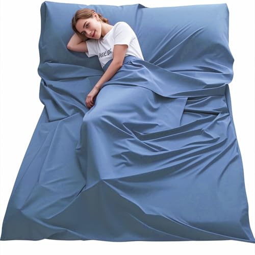 lcvtos Saco de Dormir, Forro Protector Antialérgico, Saco de Dormir Transpirable y Antibacteriano para Cabañas de Hotel, Camping, Senderismo, Montañismo (160 x 210 cm)