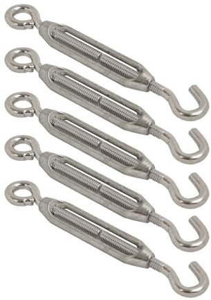 Strong Galvanized Turnbuckle Strainer 5/16 Hook & Eye Heavy Duty Wire Tensioner for Fencing Cable Chain Link Shade Sail Marine Outdoor Use Rust Resistant Steel Tension Adjuster (5 x Turnbuckle)