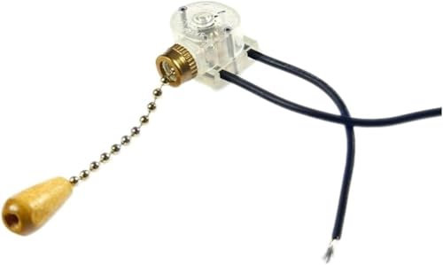 Interrupteur de ventilateur de plafond, interrupteur à chaîne de traction, 1 ensemble de remplacement for ventilateur de plafond, lampe de chevet, interrupteur à chaîne à cordon de traction 3A/220V-25