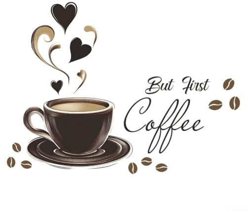 Coffee Wall Decor Stickers, Coffee Cups Wall Decals Removable DIY Wall Art Sticker Decor Coffee Station Decorations Signs for Kitchen Shop Cafe Pub Office
