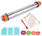 QOUBNIC Rodillo de Masa Acero Inoxidable, 17 Pulgadas Rolling Pins de Metálicos 4 Anillos Ajustables (2-8mm) Alfombrilla Silicona Antiadherente Juego Completo Espátula Cepillo para Pizza Galletas