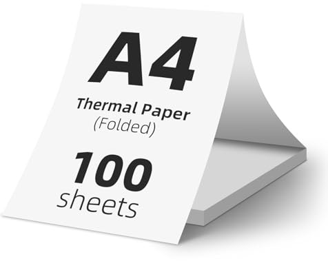 (100 Blatt) A4 Faltbares Thermopapier, BPA-frei, schnelltrocknendes Thermopapier A4, kompatibel mit den meisten A4 Thermodruckern, Hochwertiges Thermodrucker Papier für Dokumente, Webseiten & Fotos.