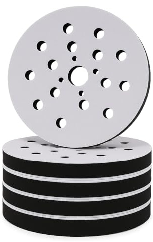 6 Inch Interface Pad 5 Pack, 25 Holes Hook and Loop Foam Sanding Pads for Orbital Sander, Soft Cushion Pad for Polishing, Fits Most 6 Sanders, Reduces Vibration, Protects Surface