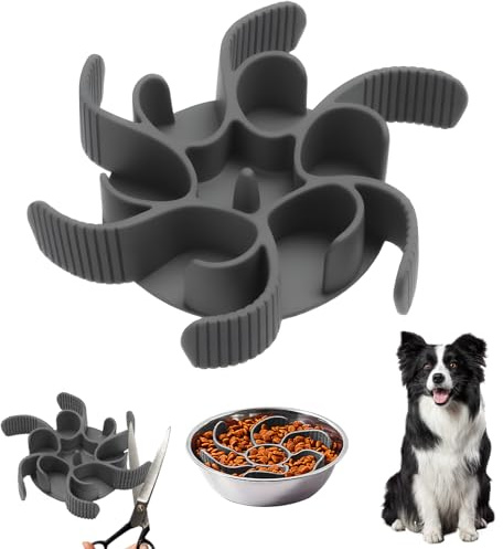Slow Feeder for Dog Bowl Insert Cuttable Slow Feeding Bowls Inserts Silicone Spiral Dog Bowl Insert with Strong Suction Cups Bowls No Chocking Slow Down Eating Puppy Lick Mat for Wet Food Grey