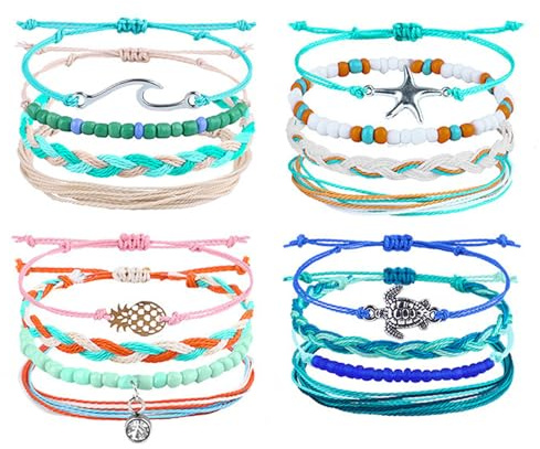 Konxi 16 Pièces Bracelet Bresilien Femme Colorés Bracelet Tissu Cheville Tissés BohèMe Bracelet Cordon Bracelets D'Amitié TresséS De Plage Pour Surfeur pour Enfants Fille Femme (Ensemble-A)