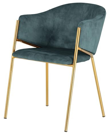 Riess Ambiente Design Stuhl Noblesse - Petrol - Samt - Esszimmerstuhl golden verchromtes Metallgestell modern gepolstert