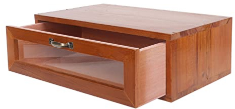 ELAYARD Supporto per Monitor retrò Cassetti in Legno e Ferro | Organizer da Scrivania, Contenitore per Cancelleria, Stile Semplice ed Elegante per Ufficio