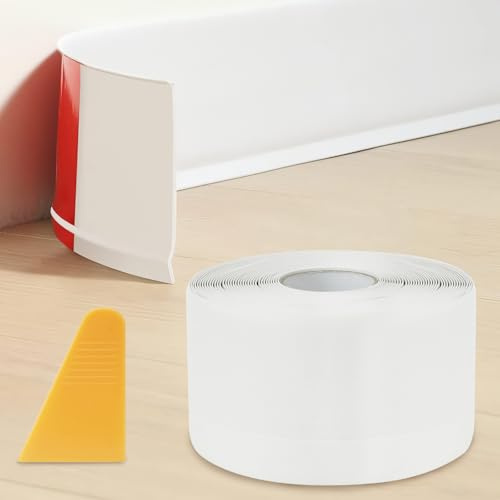 Flexible Weichsockelleiste Selbstklebend PVC, 6M 50x20mm Wasserdichte Selbstklebende Sockelleiste für Küche & Bad, Fußleisten Selbstklebend für Wand und Boden
