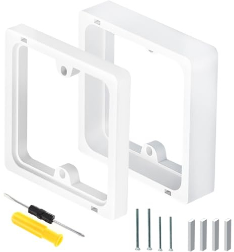 Acmerota 4 piezas individuales separadores de enchufes 10+20 mm blanco caja trasera extensor apilable cuadrado espaciador placa para interruptor de luz espacio de montaje ampliado