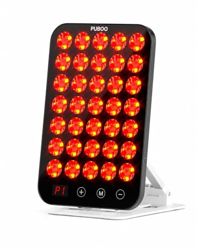 Puboo Red Light Therapy Panel with 210 LEDs for Face & Body | 633nm Red & 850nm Near Infrared, 415nm Blue & 590nm Yellow Light, 7 Modes for Pain Relief,Muscle Recovery