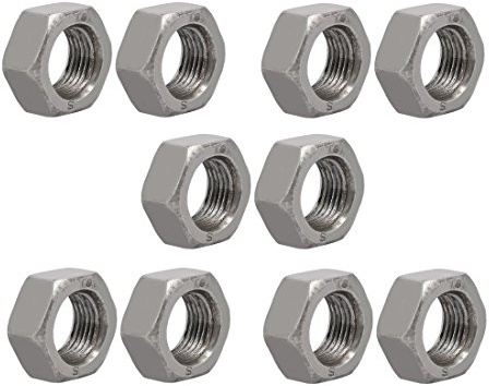 sourcing map 10Stk. M16 x 1,5mm Feingewinde Links Hand Sechskantmuttern | Kohlenstoffstahl