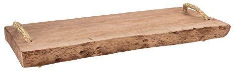 Spetebo Massivholz Servierplatte 50x20 cm mit 2 Tragegriffen - Holz Servierbrett Serviertablett