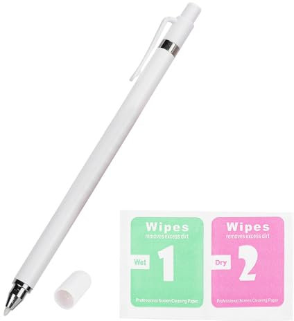 Stylet Stylet Universel à Écran Tactile, Stylo Numérique Portable Silencieux pour Smartphones et Tablettes, Stylo Capacitif Multifonctionnel Haute Sensibilité, Noir, Blanc(Blanc)