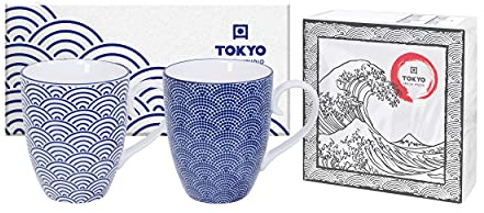 TOKYO design studio – Nippon Blue Tassen Set 2-tlg. – 380ml – Wave & Dots