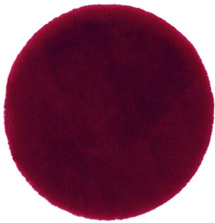 SWECOMZE Plüsch Stuhlkissen, 45 * 45cm Kunstfell Plüsch sitzauflage Bürostuhlkissen Schülermatte, sitzkissen rund Fell Optik Nachahmung Wolle Sofa Matte (Weinrot)
